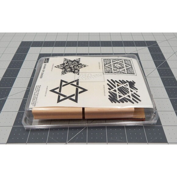 Stampin Up Stars Of David Rubber Stamp Set 1999 Wood Hebrew Religious - Picture 3 of 5